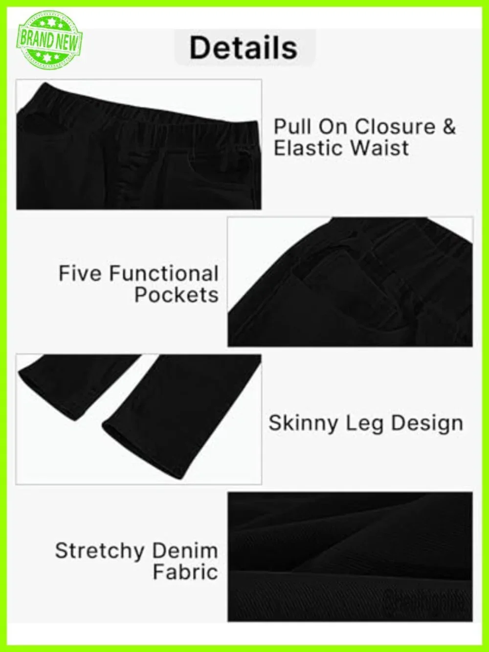 Women High Waisted Skinny Capri Jeans Stretch Pull On Denim Crop Capris